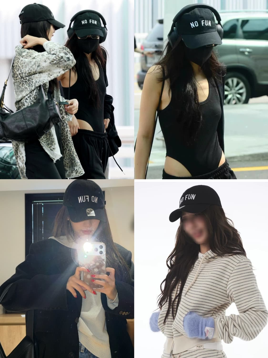 블랙 레터링 no fun 로고 볼캡 모자 상품이미지2