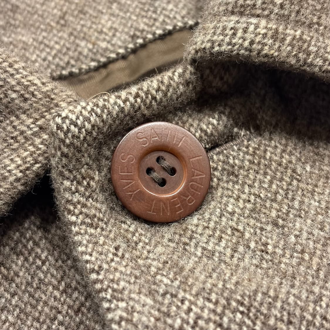 [100] 입생로랑 뿌르 옴므 브라운 베이지 헤링본 울 코트 B656 상품이미지5