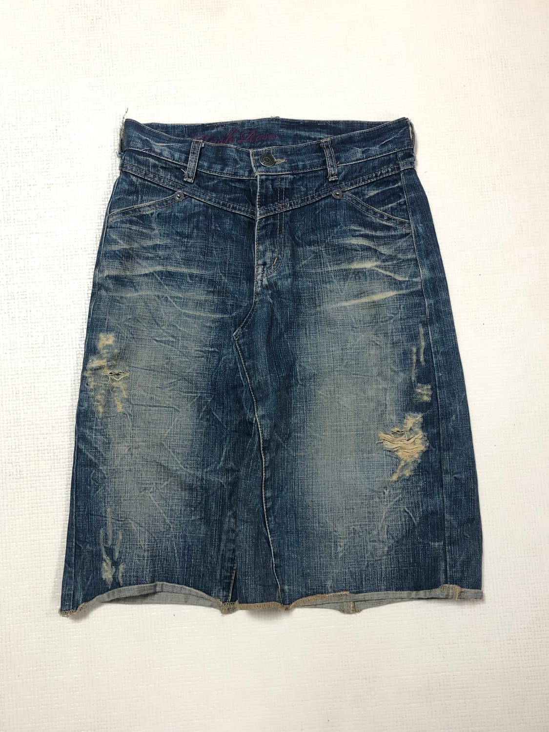 빈티지 데님 워싱 미디 스커트 상품이미지10