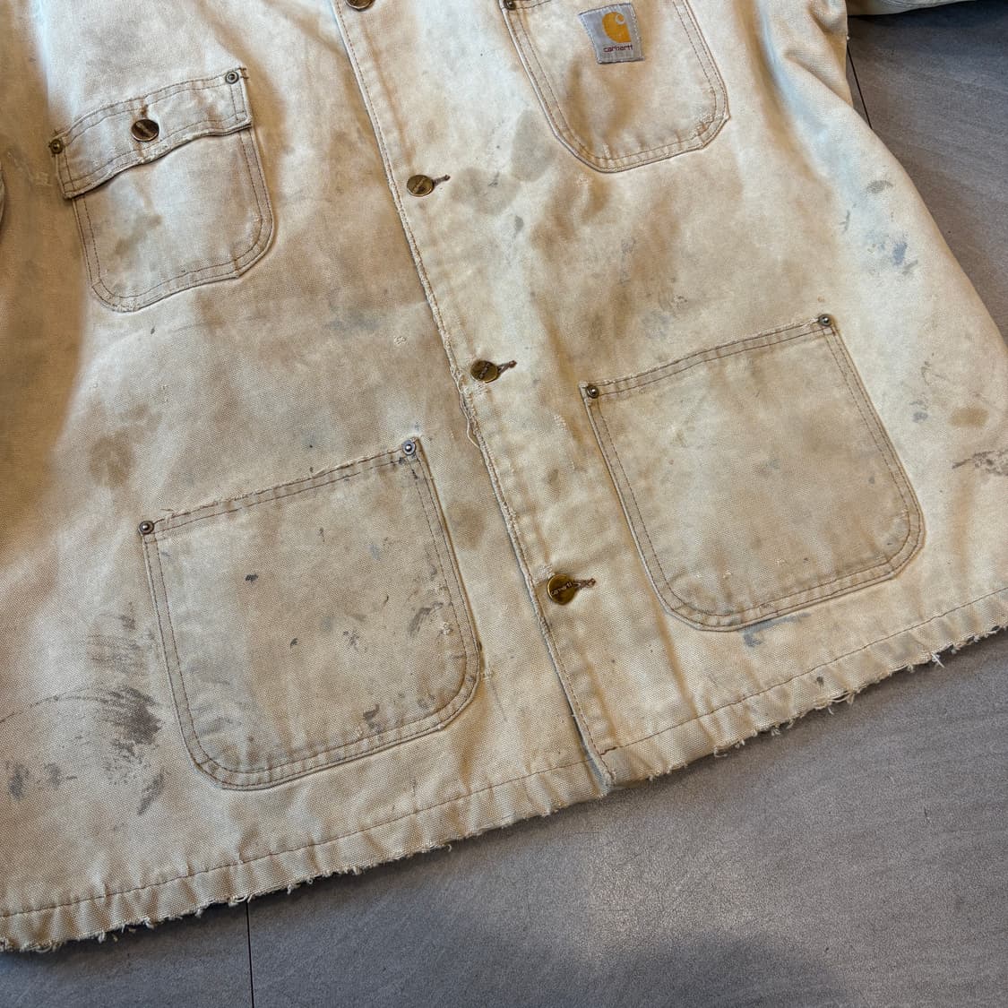 칼하트 정품 C01 베이지 덕 초어 데미지드 자켓  상품이미지6