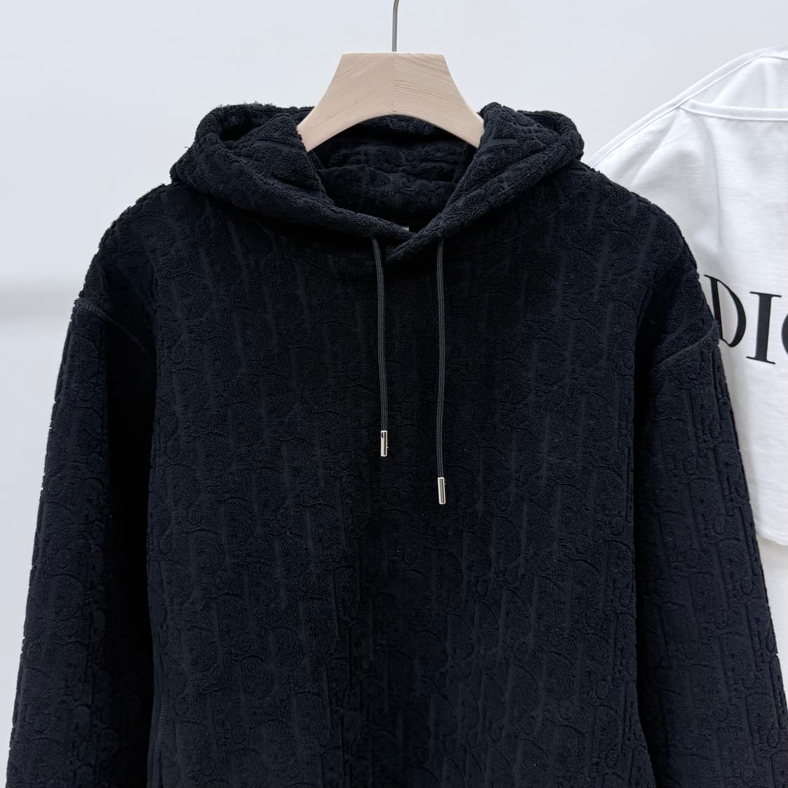 [S+급/XL] 25SS 디올 오블리크 코튼 테리 후드티 블랙 상품이미지2