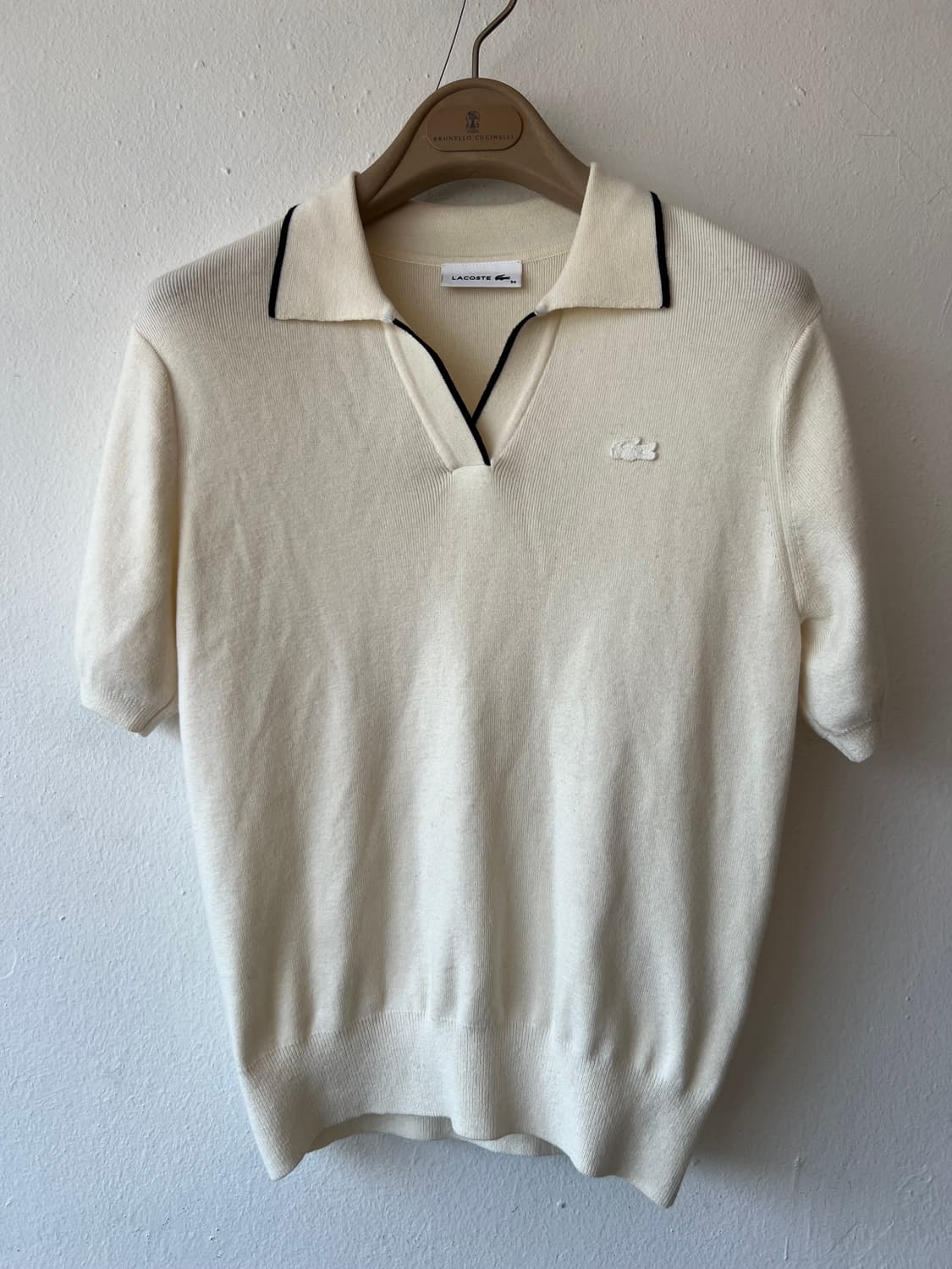 라코스테 여성 아이보리 카라니트 반팔니트 울니트 상품이미지2