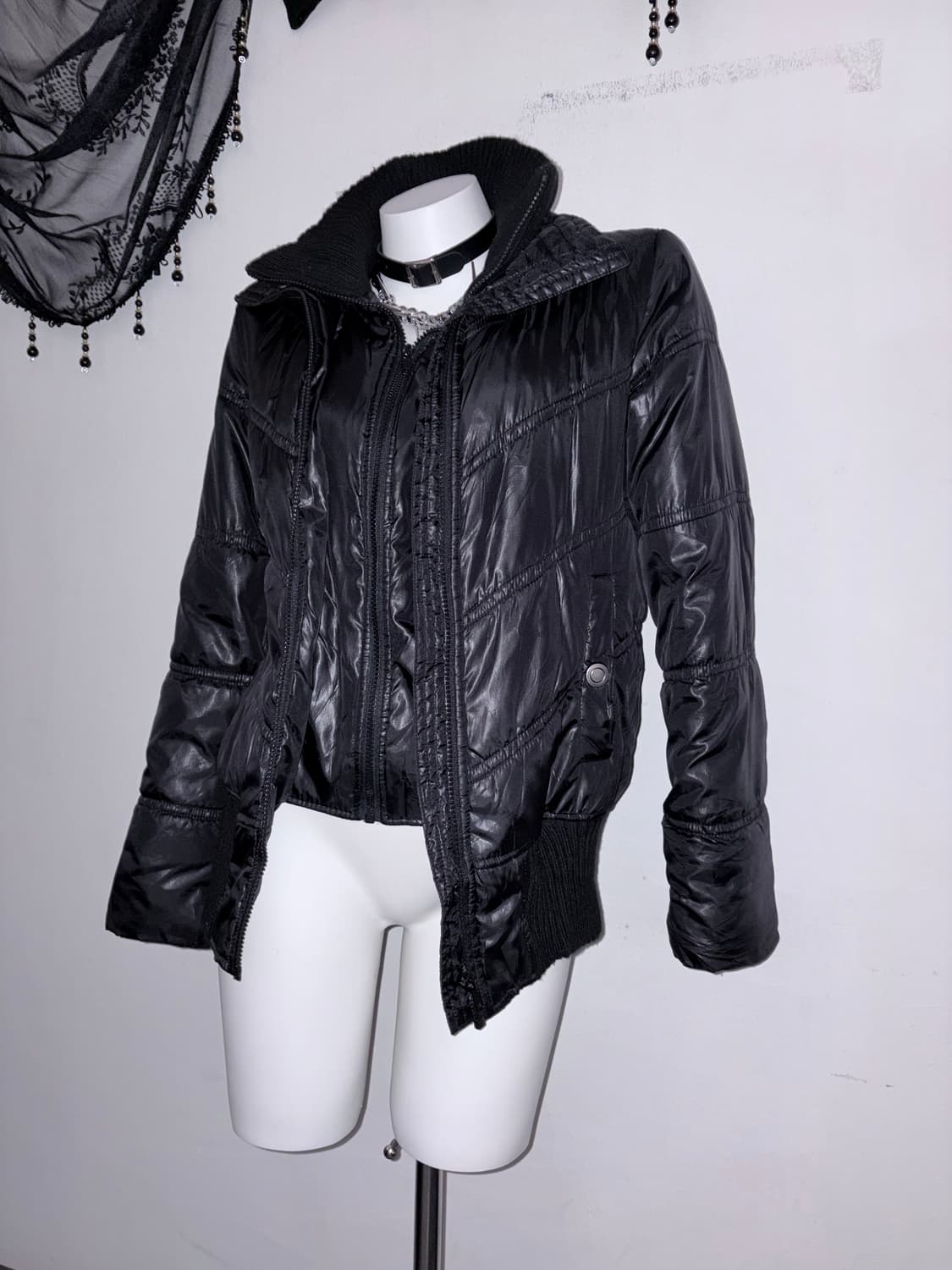 00s 유광 경량패딩 멀티집업 와투케 스트릿 y2k 락시크 고스펑크 상품이미지4