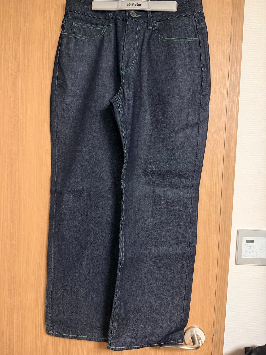 #0306 로셸 그린 스티치 와이드 진 48(32~33) 상품이미지1