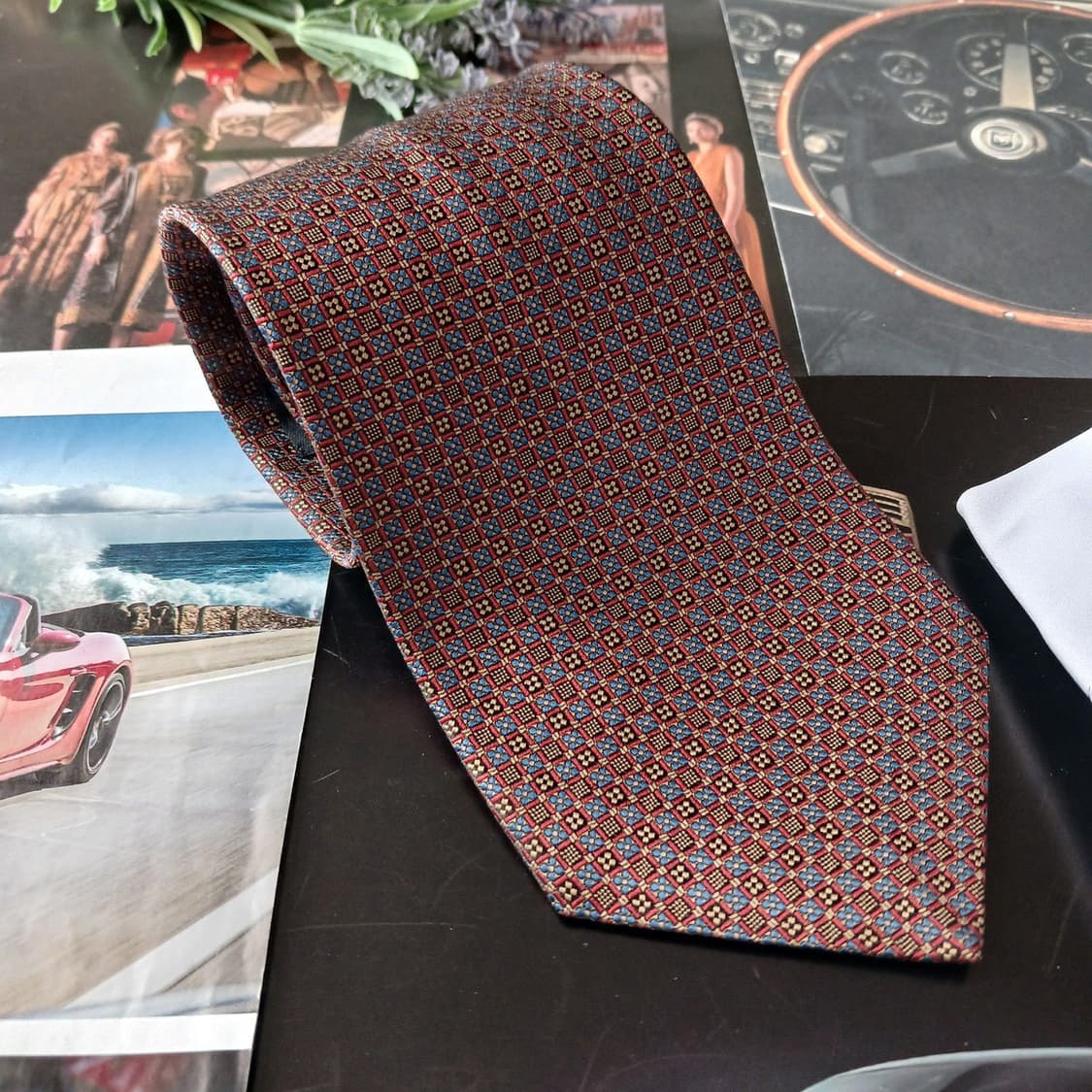 짐톰슨 실크 브라운 다이아몬드패턴 넥타이 9.6cm A+등급 A18817 상품이미지1