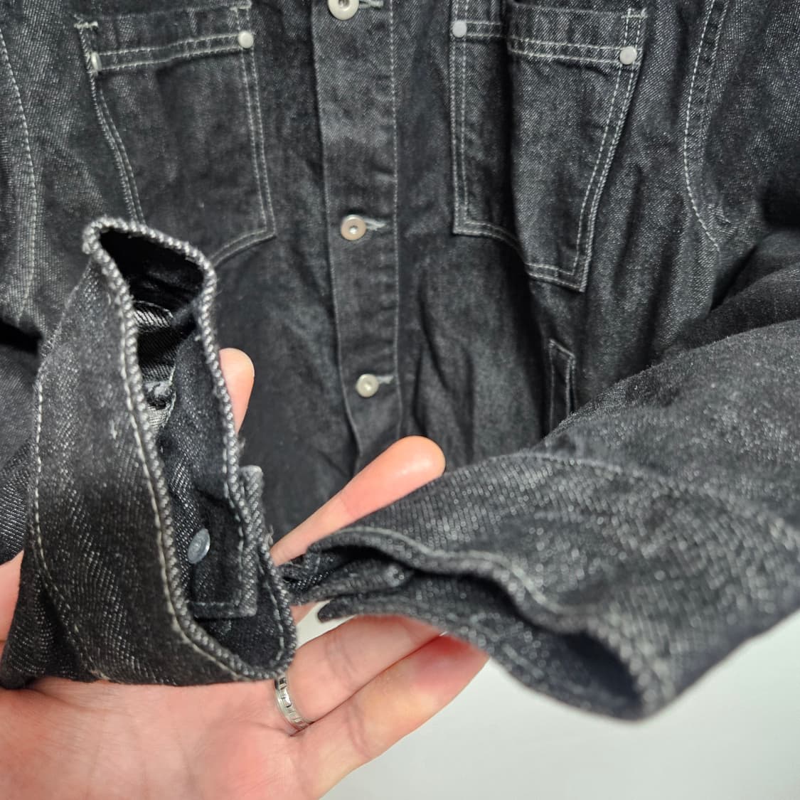 트릴리온 흑청 데님 자켓 L 상품이미지4
