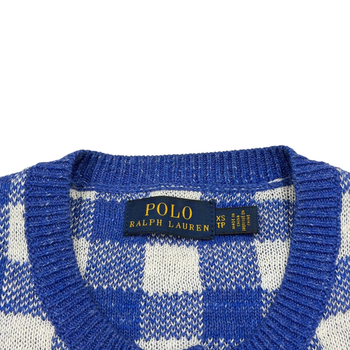 폴로 랄프로렌 체크 패턴 린넨 면 가디건 블루 XS 상품이미지3