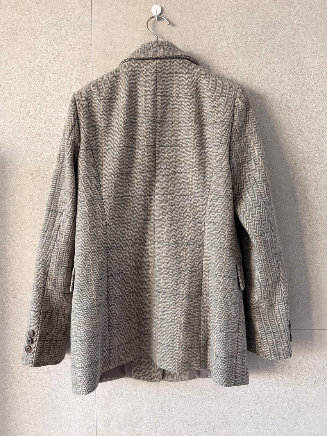 레노마 여성 모 자켓 체크 그레이 상품이미지4