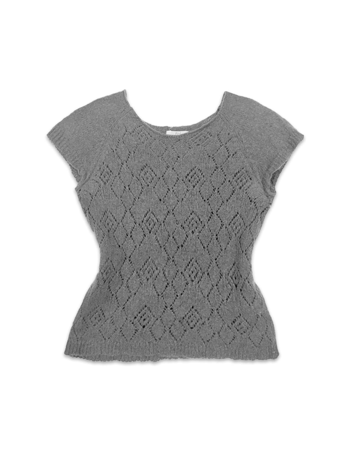 빈티지 그레이 모리 레이어드 반팔 모헤어 니트 상품이미지1