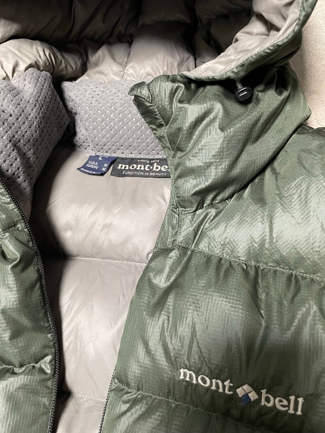 빈티지 몽벨 라이트 알파인 구스 다운 패딩 자켓 올리브 카키 상품이미지4