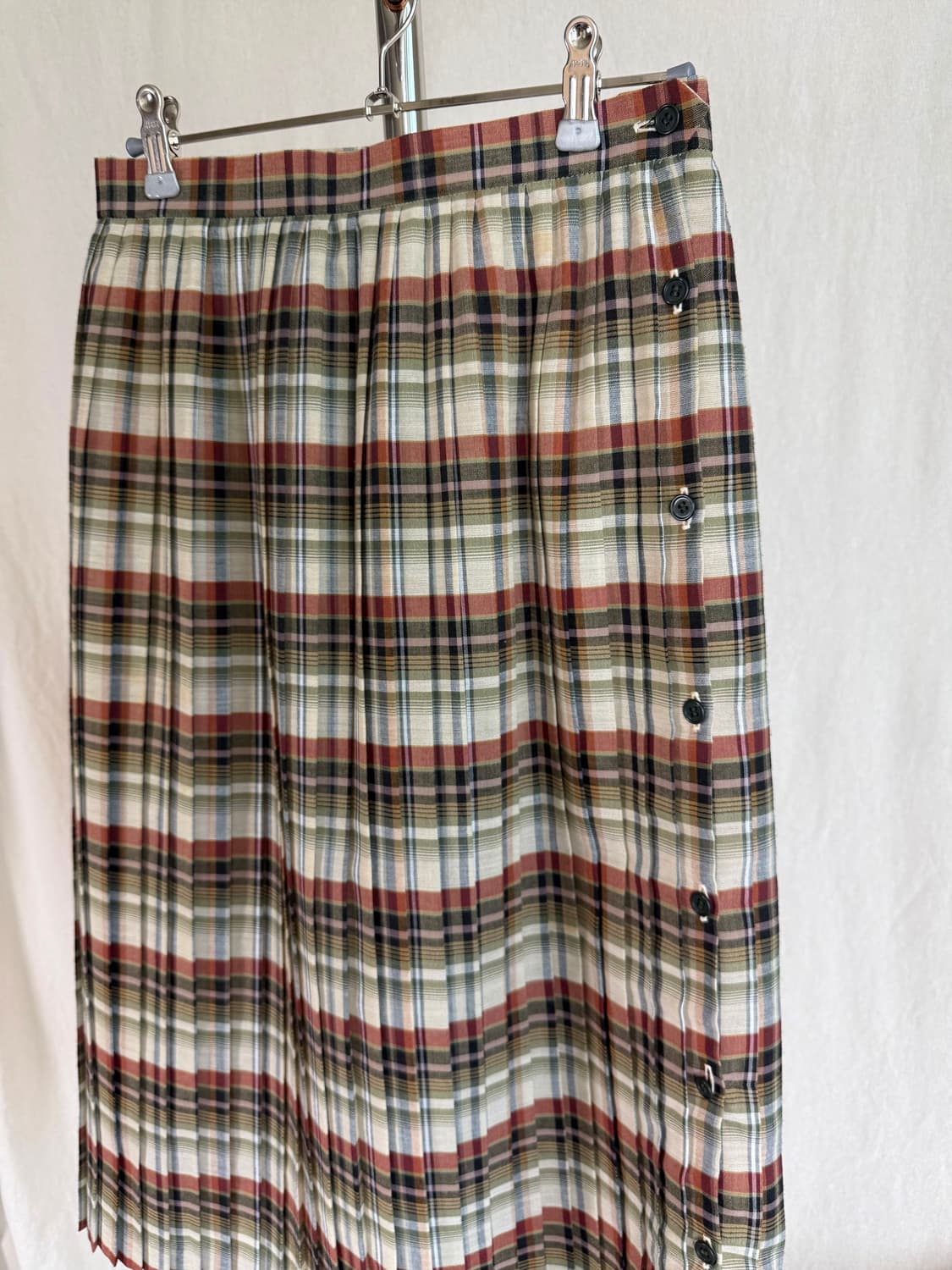 버튼 체크 플리츠 스커트 (Made in Japan) 상품이미지4