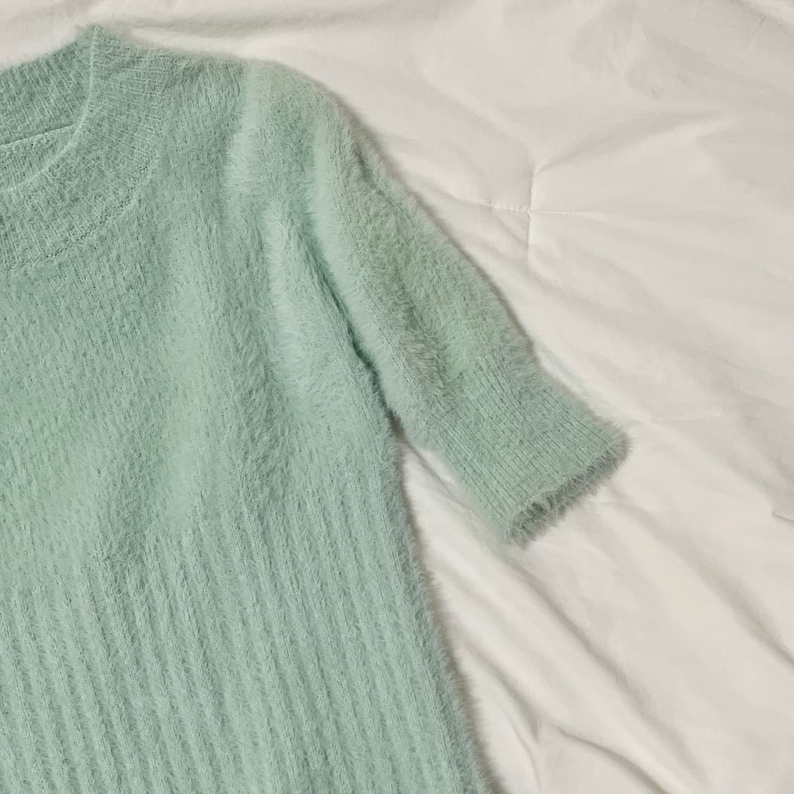 빈티지 ) 연민트 퍼 반팔 퍼프 니트 상품이미지3