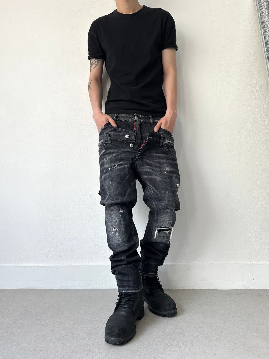 디스퀘어드 아카이브 더블 레이어드 새깅 슬림진 상품이미지3