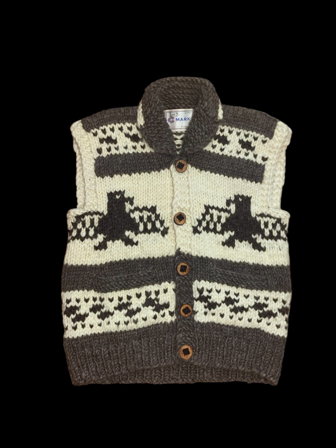 캐나다 빈티지 코위찬 헤비 울 니트 가디건 상품이미지2