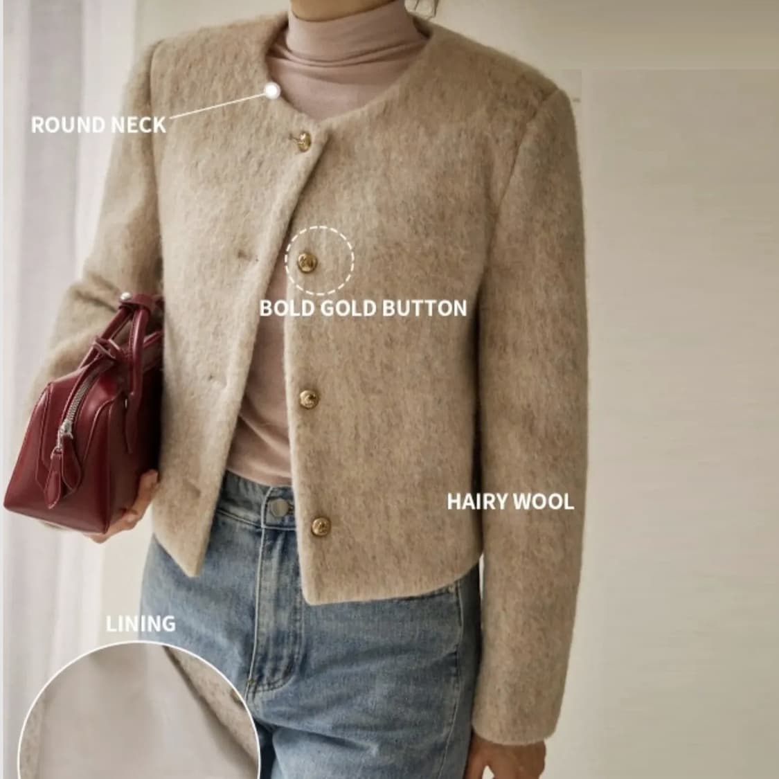 온도(ondo) 울 브러쉬자켓 55-66 새상품 상품이미지2