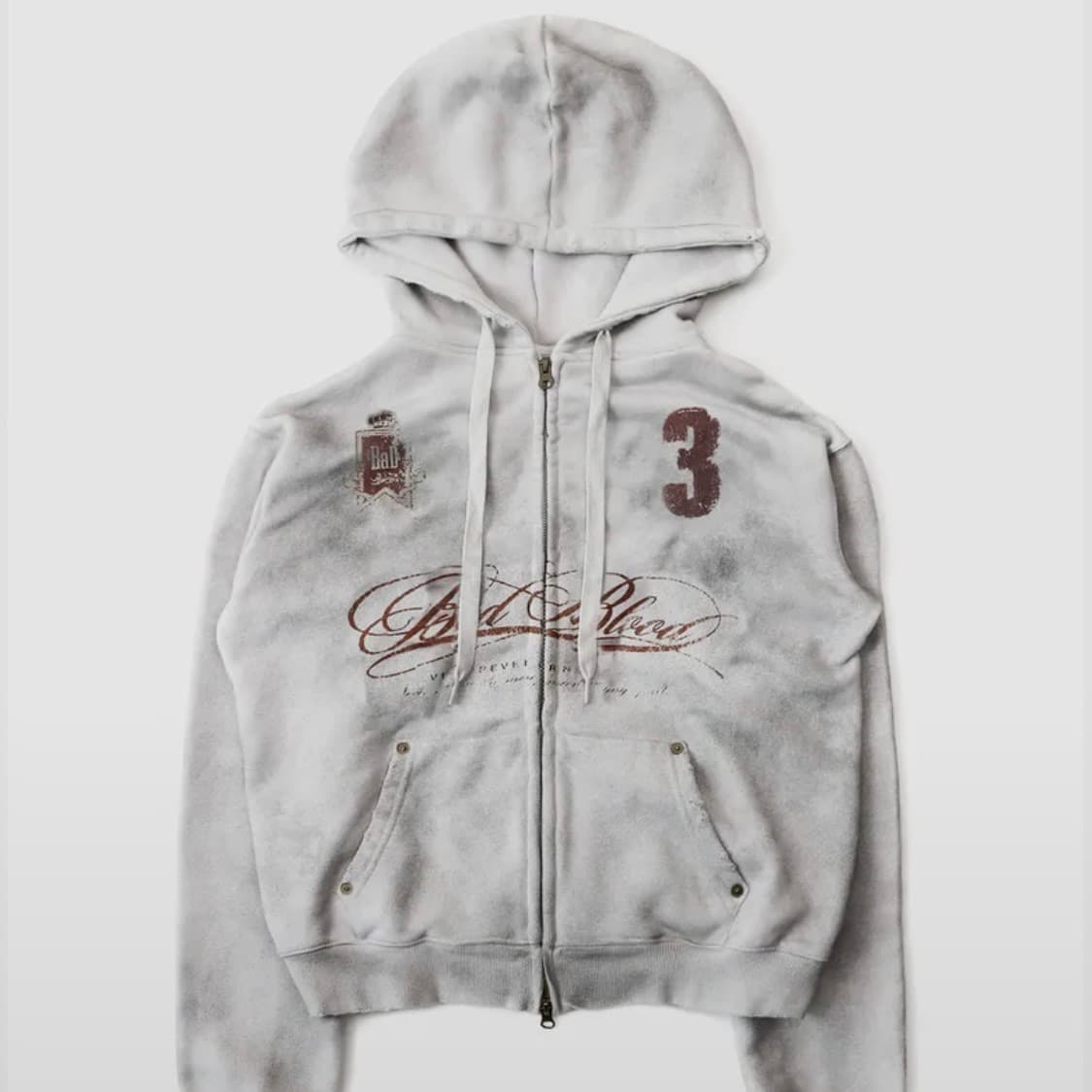 새상품) 배드블러드 로열 클래식 디스트레스드 후드 집업 - 화이트 상품이미지1