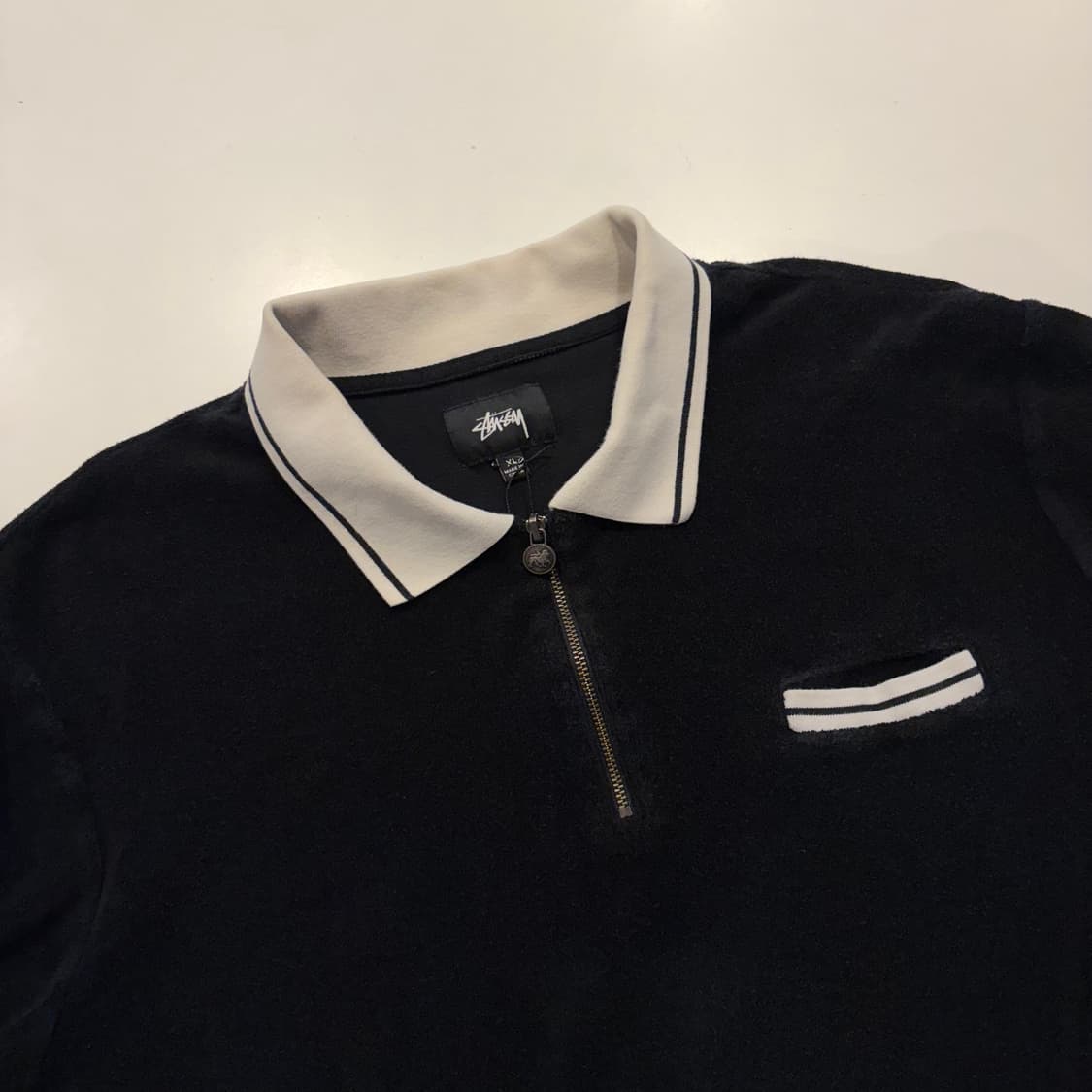 [XL] 스투시 테리 블랙 반팔 카라 티셔츠 D385 상품이미지3