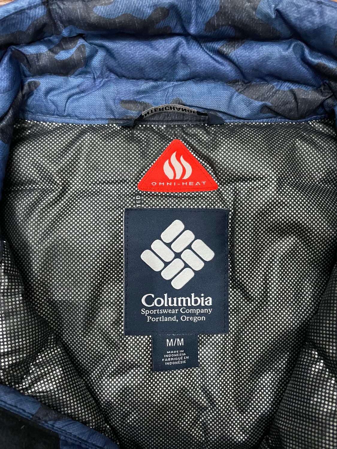 컬럼비아 카모 다운 패딩 자켓 블루 상품이미지7