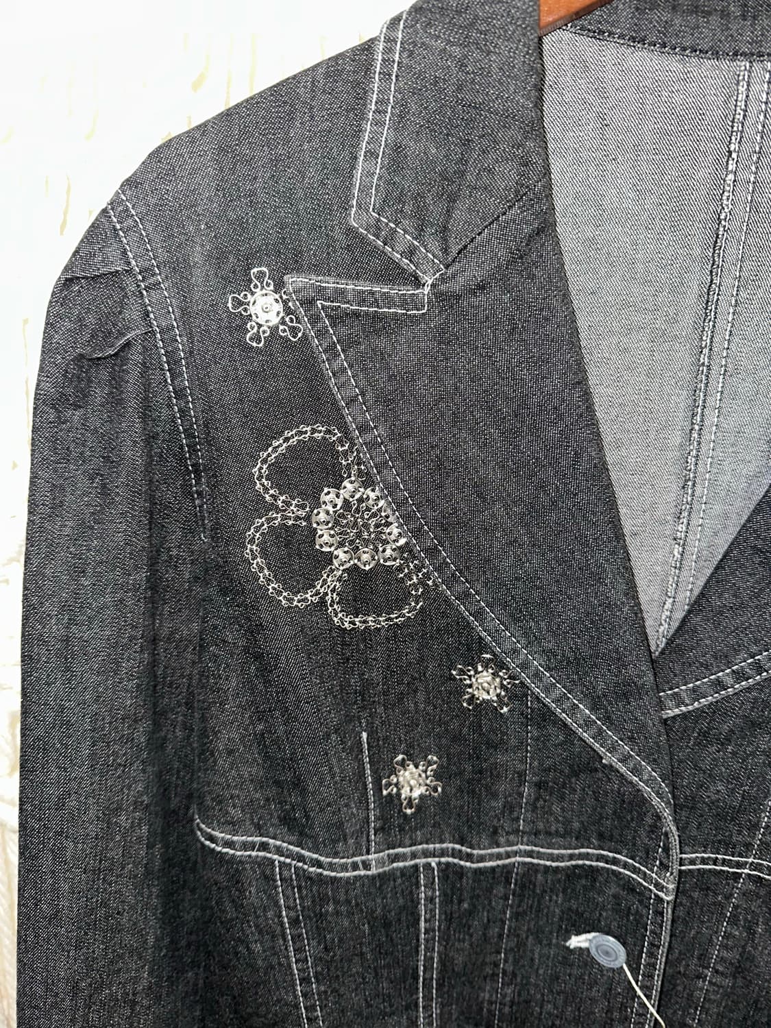 단추 자수 데님 자켓 상품이미지5