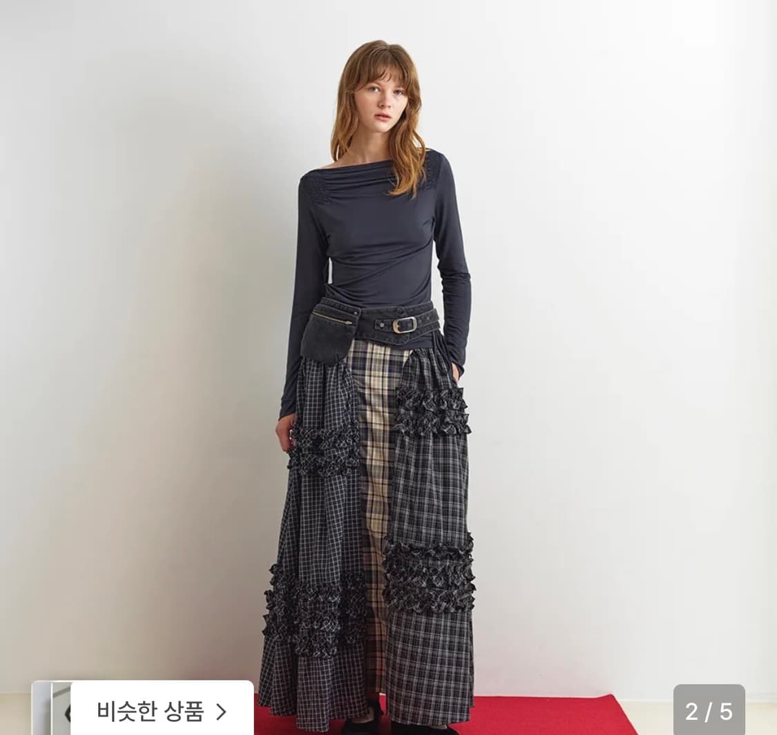 Aopt 보트넥 투웨이 스트랩 탑 차콜(s) 상품이미지2