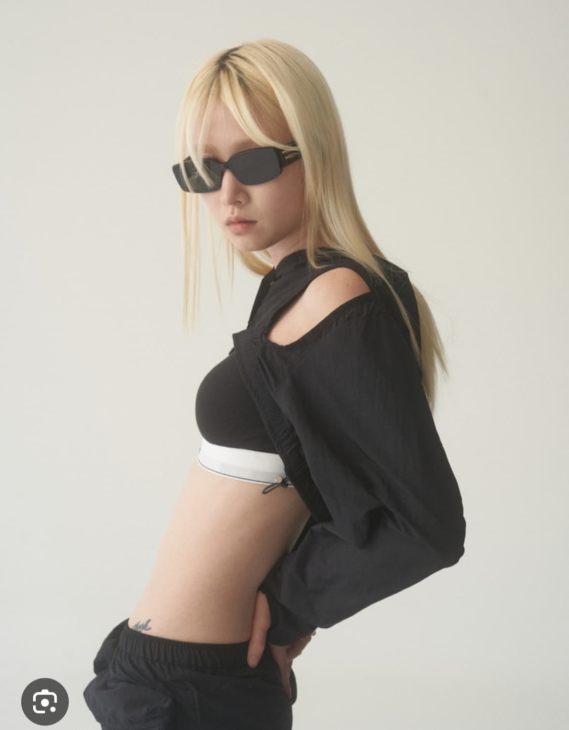 류영 후드 볼레로 바람막이 크롭 블랙 상품이미지2