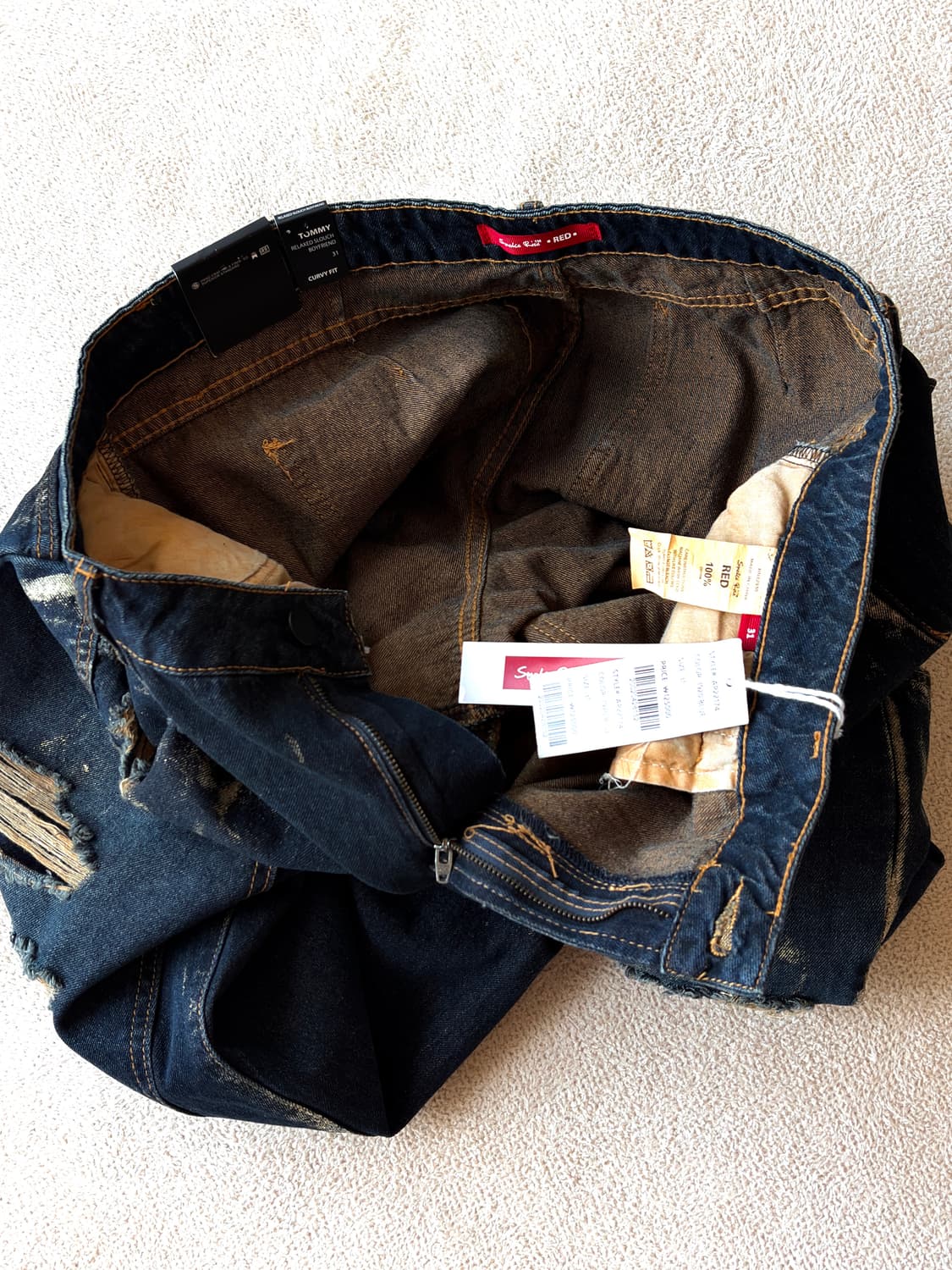 [데드스탁] 스모크라이즈 디스트로이드 글리터 더블니 카펜터 팬츠 상품이미지2