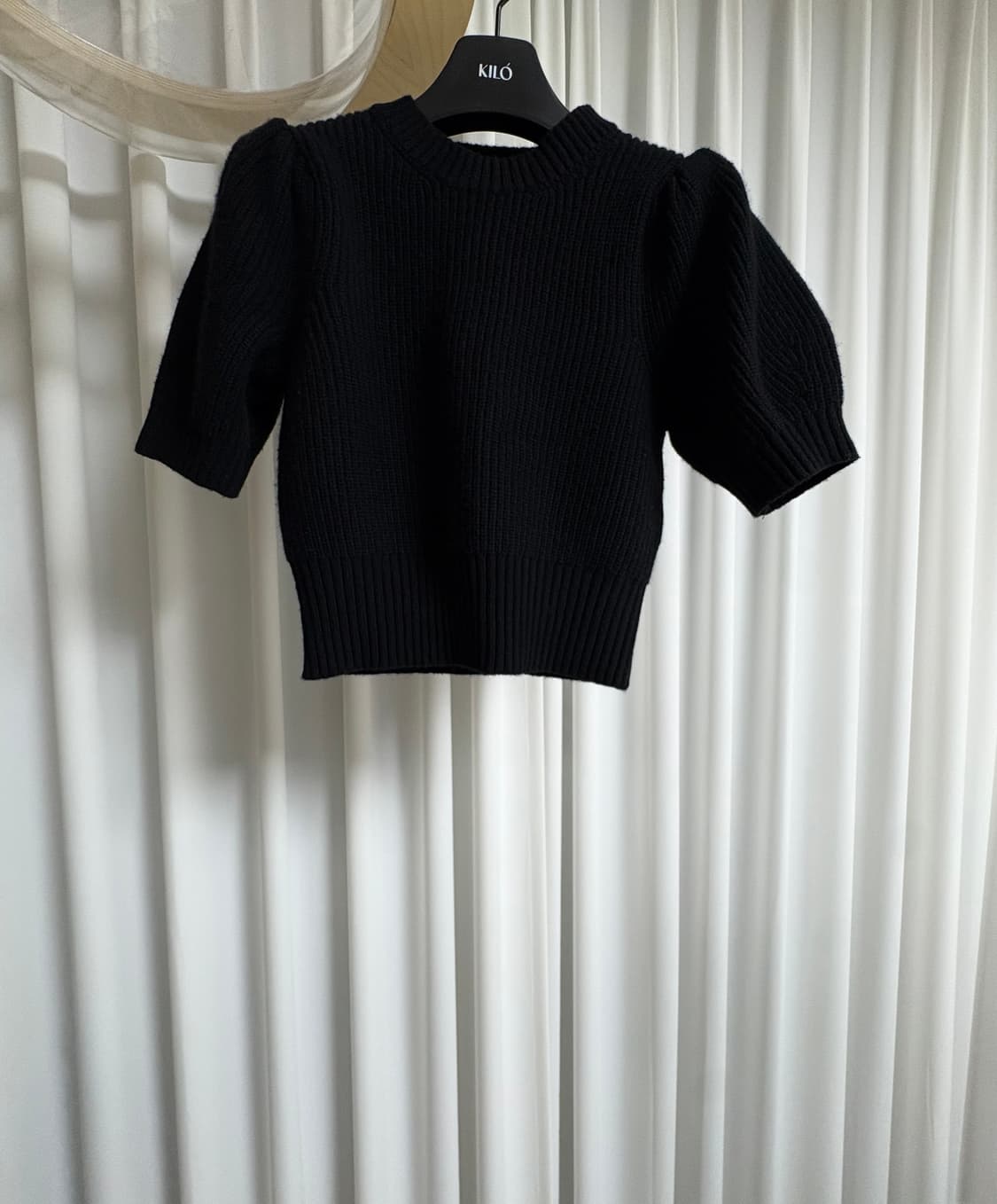 BPLAN 반팔 퍼프 패드 크롭 니트 상품이미지1