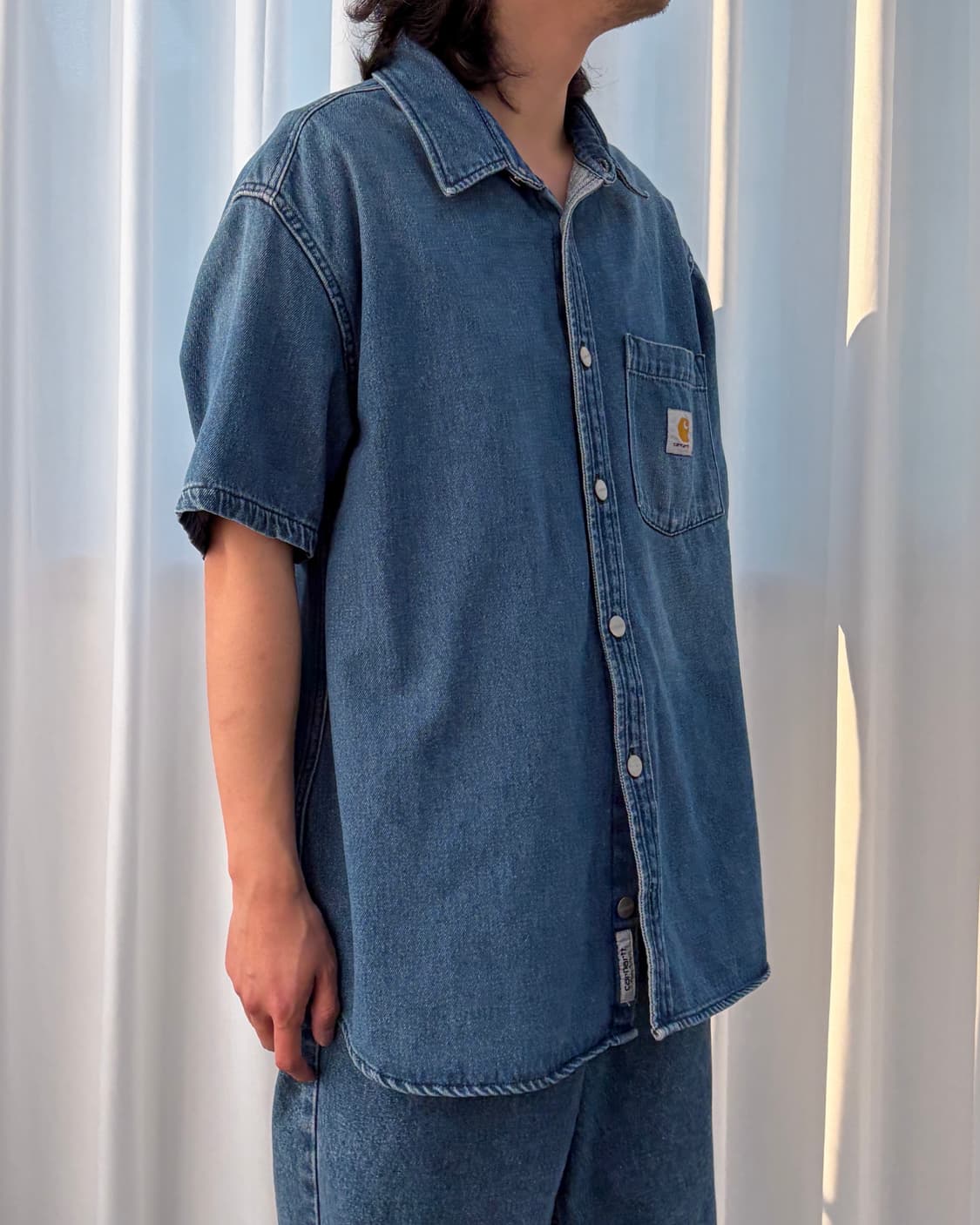 [XL]칼하트 WIP 숏슬리브 오디 데님 셔츠 블루 상품이미지5