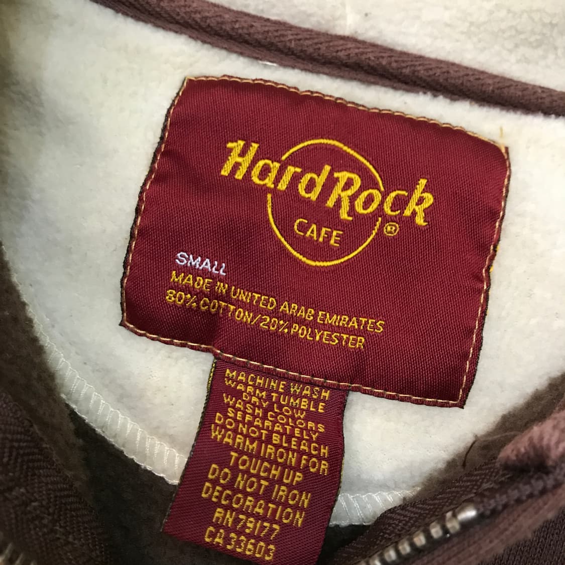 하드락 카페 Hard Rock Cafe 갈색 후드집업 S(95) 상품이미지4