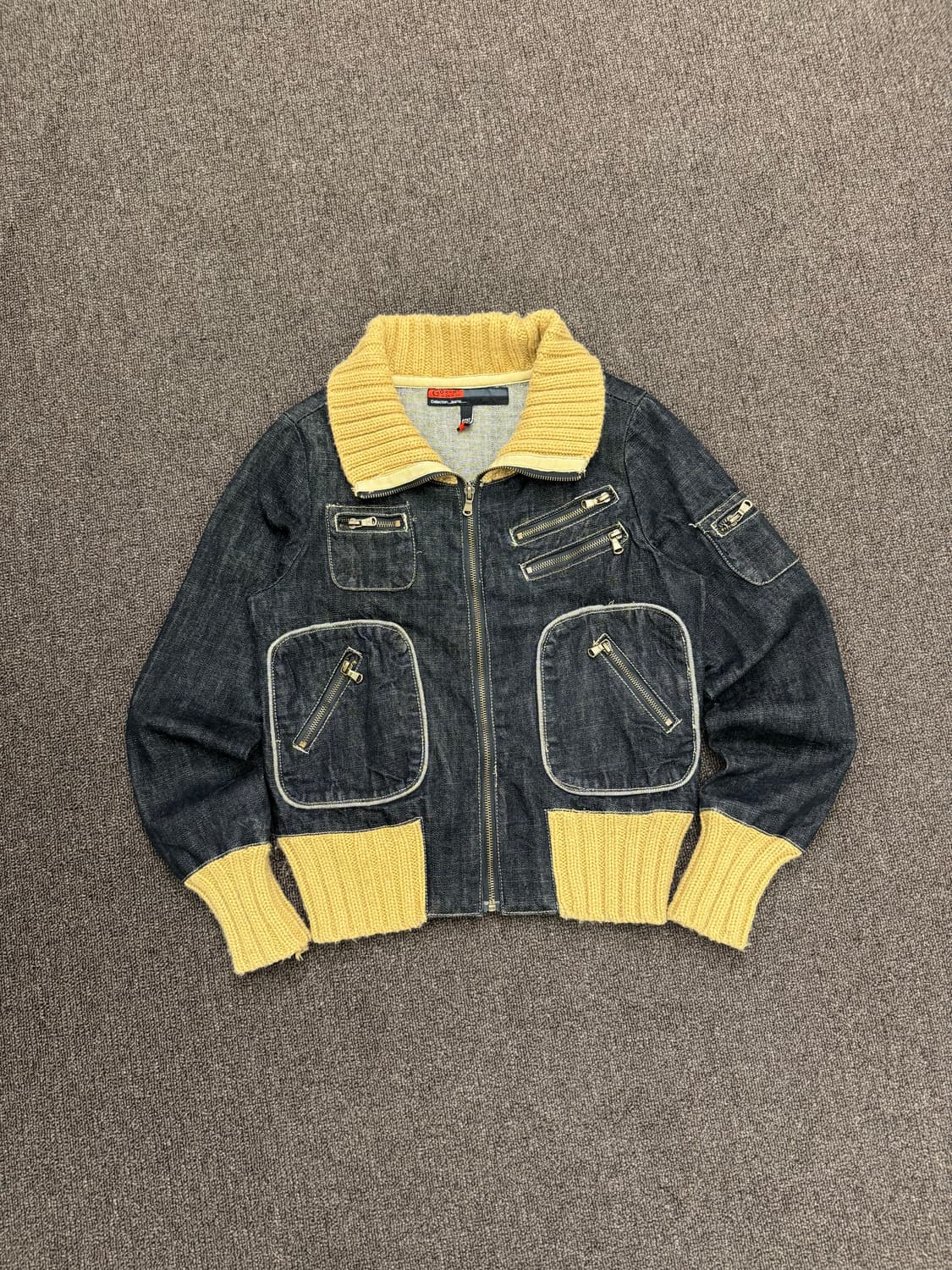 S)QZYZ 빈티지 니트 카라 여성 데님 자켓 상품이미지1