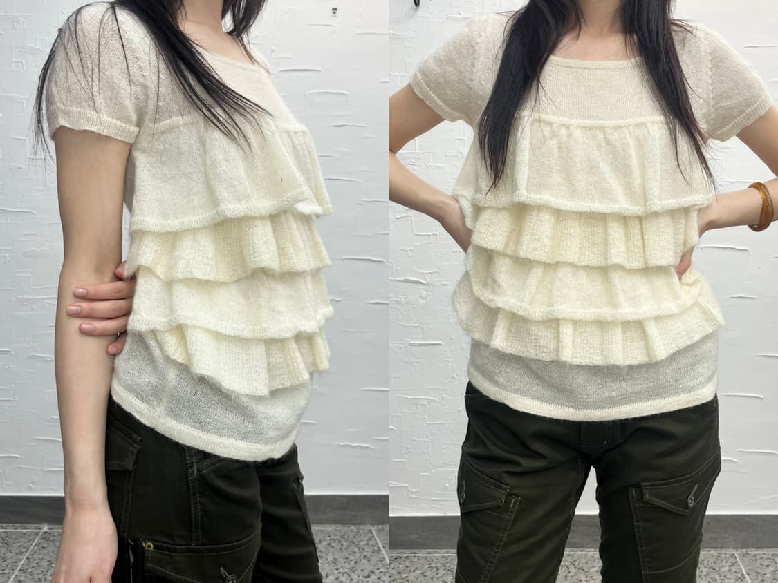 creamy wave frill knit 상품이미지1