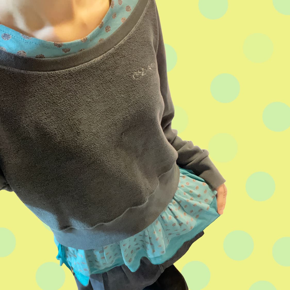 민트 땡땡이 프릴 티셔츠 상품이미지2