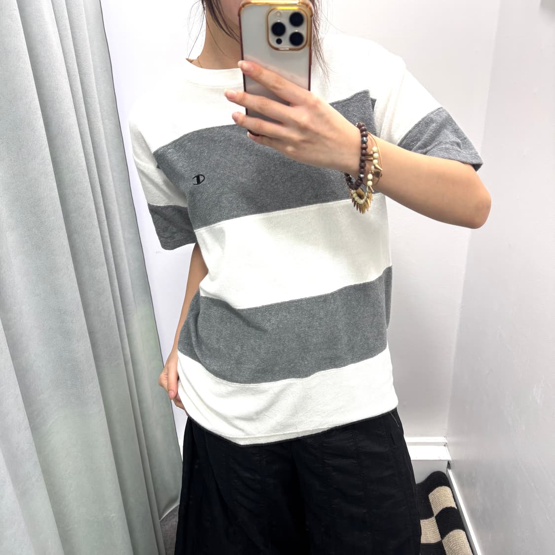 챔피온 화이트그레이 스트라이프 타월 반팔티 상품이미지2