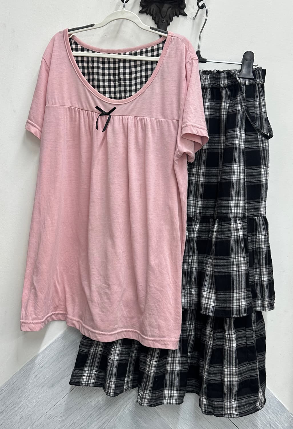 🩷캐캐체 아무깔 히메갸루 코디세트🩷 러블리 리본 캉캉 체크  상품이미지2