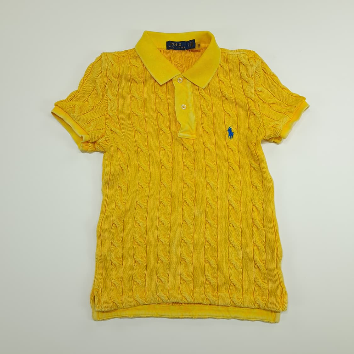 CN741W S 폴로 랄프로렌 QR 워시드옐로우 케이블 반팔 니트 스웨터 상품이미지1