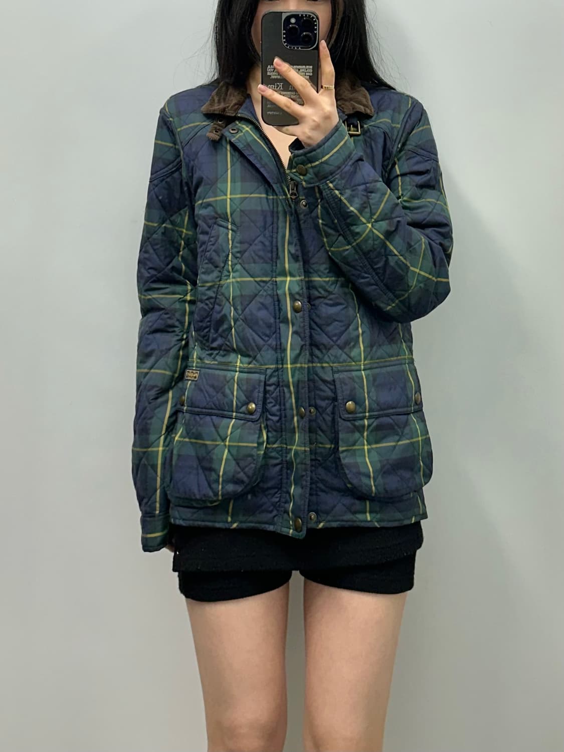 폴로 랄프로렌 신형 블랙와치 코듀로이카라 퀼팅 자켓 상품이미지1