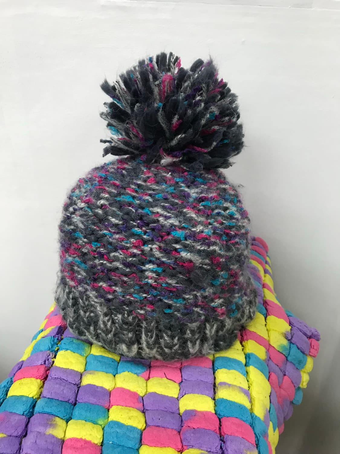 빈티지 멀티컬러 니트 방울모자  상품이미지3