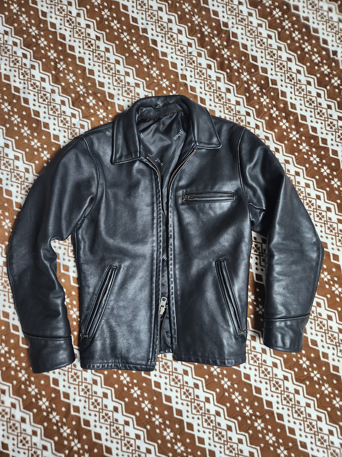 Schott 쇼트 N.Y.C 레더 싱글 라이더 (착샷) 상품이미지1