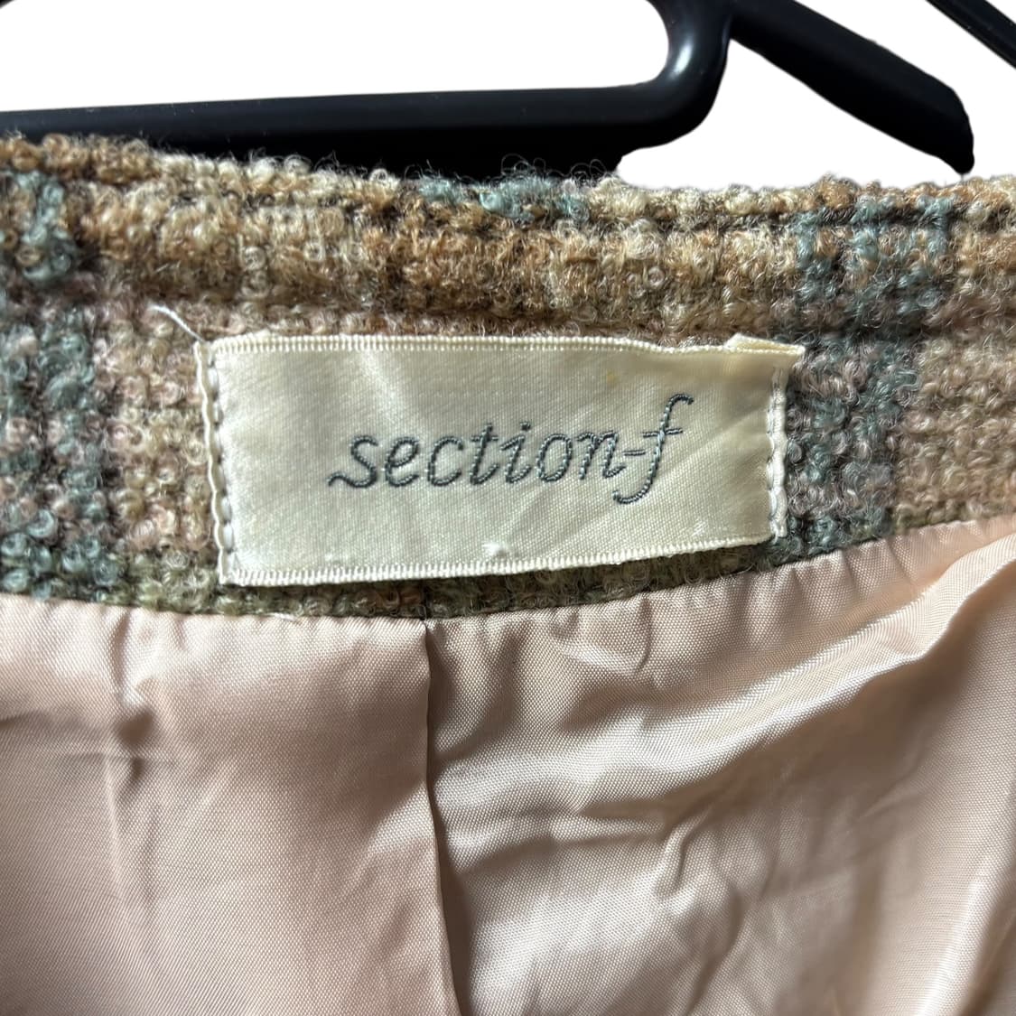 3847 JPN 브라운 체크 긴팔 울자켓 트위드자켓 상품이미지3