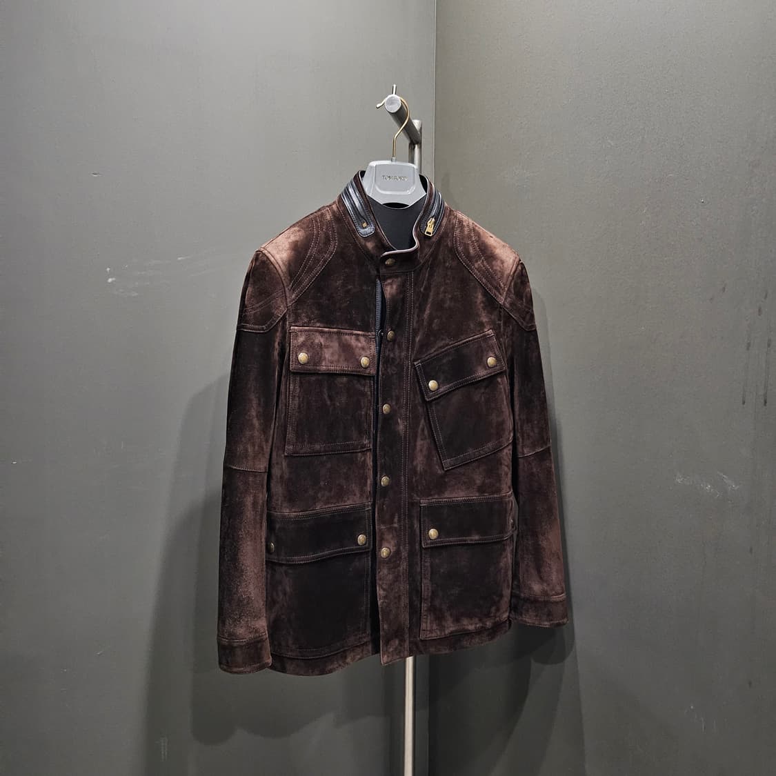 톰포드 모터사이클 금장버튼 스웨이드 레더트리밍 가죽자켓 상품이미지2