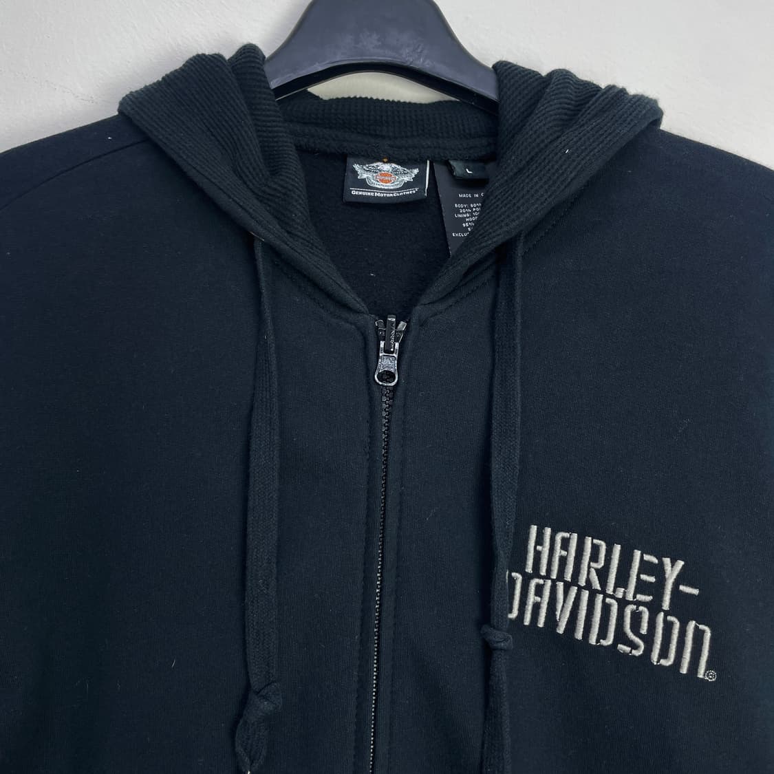 할리데이비슨 자수로고 기모 후드집업 블랙 L 상품이미지2