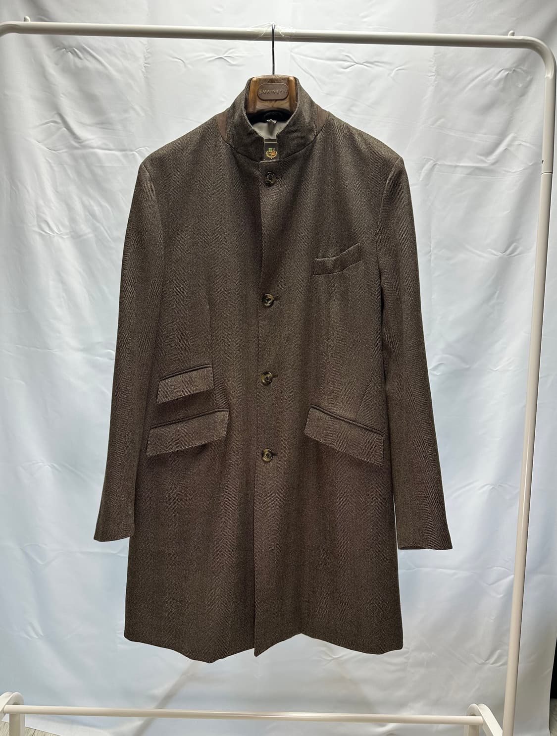 로로피아나 헤링본 싱글 브레스티드 울코트 52(105~110) 판매 상품이미지2