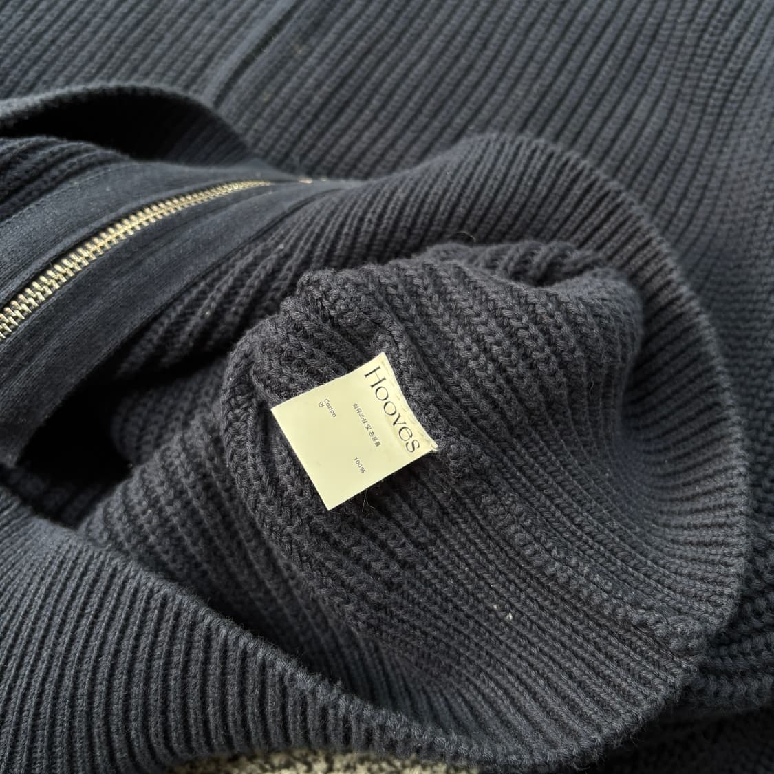 후브스 코튼 투웨이 벌룬 니트 집업 네이비 (XL) 상품이미지3