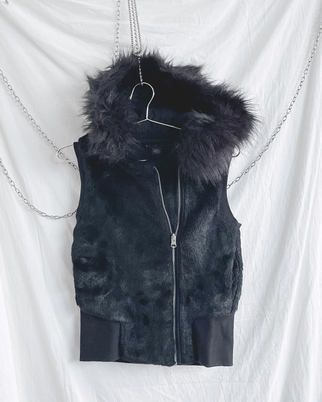 a/x 아르마니 익스체인지 asymmetric 크롭 퍼 후드베스트 상품이미지7