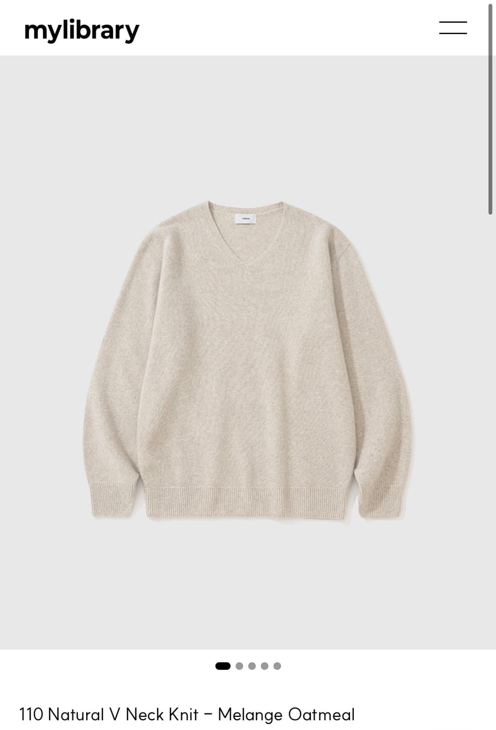 110 Natural V Neck Knit -Melange Oatmeal 상품이미지1