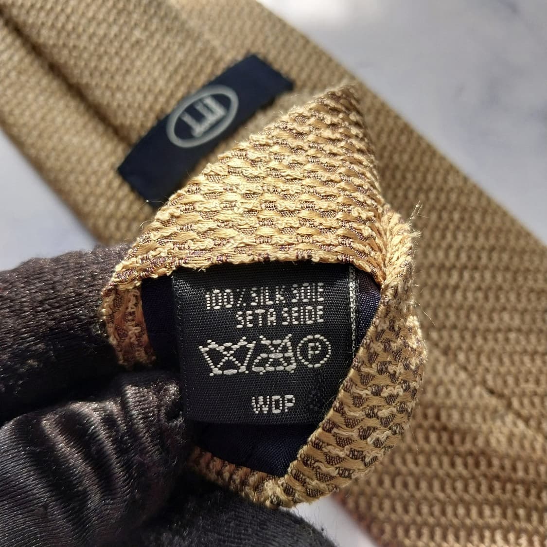 던힐 실크 골드 직조 패턴 넥타이 9.2cm A+~A등급 K2267 상품이미지9