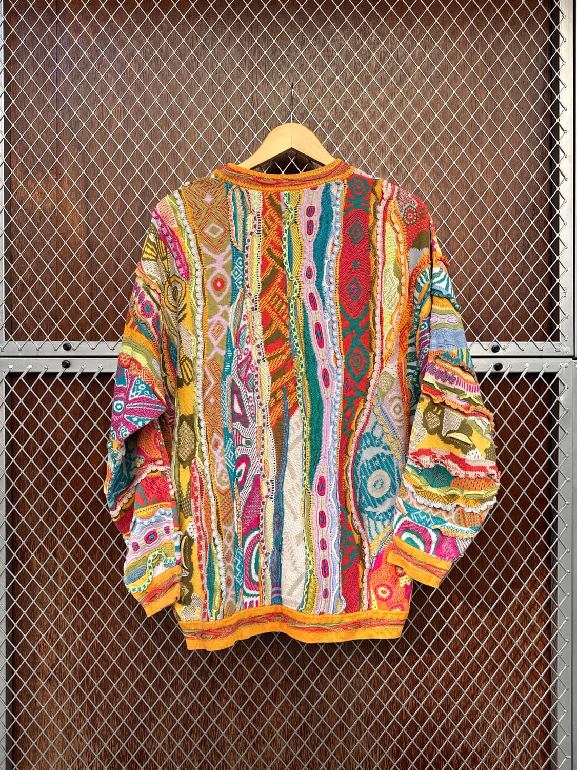 limnos 빈티지 입체 케이블 자수 패턴 그런지 오버핏 니트 S 상품이미지6