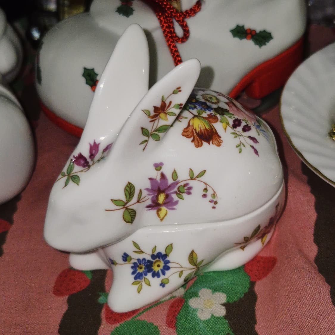 80s 영국 해머슬리 본차이나 플로랄 토끼 트링켓 상품이미지6