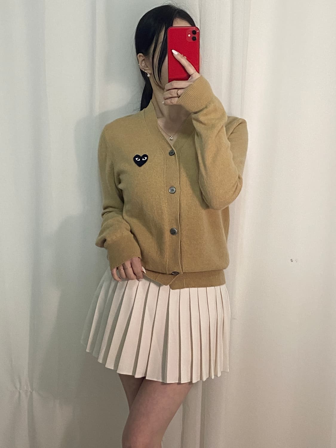 꼼데가르송 샌드베이지 블랙와펜 가디건
 상품이미지1