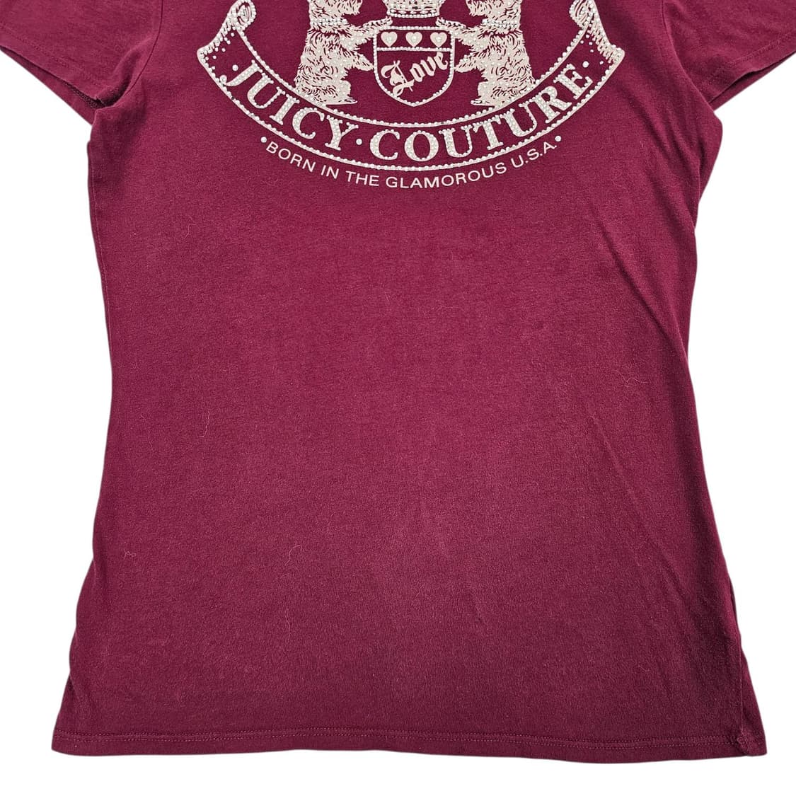 S Juicy Couture 00's 쥬시꾸뛰르 와인 반팔 티셔츠 상품이미지4